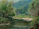 Albert Thomas Derome, Los Gatos, picnic grounds, 1944; Spring showers on El Torro / Monterey Bay, 1947 (a pair)