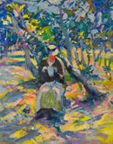 August François Gay, Woman in the garden, circa 1923, oil on canvas