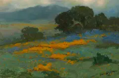 Ralph Davison Miller, Poppies and lupine, 1918, oil on board