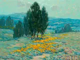 Granville Redmond, California landscape with poppies and eucalyptus