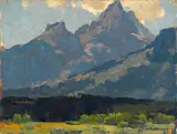 A view from the valley floor towards the Sierras by Edgar Alwin Payne, oil on canvas board, sold Dec 2012