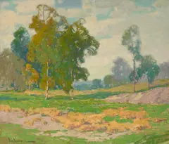 Eucalyptus and green fields by Paul Lauritz, oil on canvas, offered Dec 2012