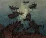 Paul Sample, San Pedro harbor, oil on canvas