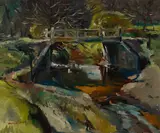 Maurice Logan, Bridge at Old Walnut Creek, oil on canvas