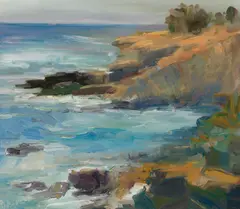 Rita Hoffman Shulak, Stormy waters, La Jolla shores, oil on canvas