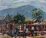 Philip Latimer Dike, Drying peppers, San Fernando Valley, oil on canvas