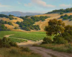 Valley vineyard by David Chapple, oil on masonite, offered Dec 2012