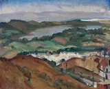 Rinaldo Cuneo, View of Lake Merced with Pacifica in the distance