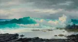 Lloyd Sexton, Jr., Waves crashing, Nanakuli, Oahu, oil on canvas