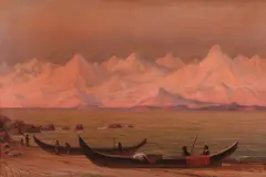 Glow of the midnight sun, Fairweather Range, Alaska by James Everett Stuart, 1898, oil on panel, sold Dec 2012