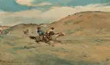 Walter Shirlaw, Crow Horse Race, oil on panel