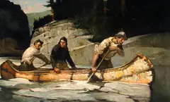 Frank Schoonover, As the canoe swept by, 1950, oil on canvas
