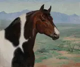Ila Mae McAfee, Donkey and foal; Head of a horse, 1969 (two), first oil on masonite; second oil on canvas
