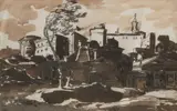 called Orizzonte Jan Frans van Bloemen, A Roman capriccio, pencil and sepia wash on paper