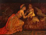 Margaret Deborah Cookesley, A woman of the harem with her child, oil on panel