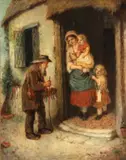 Mark William Langlois, At the cottage doorway, oil on panel