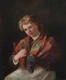 Pra Sir John Everett Millais, Darning a sock, oil on canvas