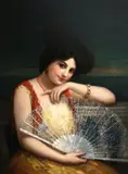 William Haskell Coffin, Lady with a fan, 1906, oil on canvas affixed to board