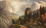 John Englehart, Yosemite Valley from Inspiration Point, oil on canvas
