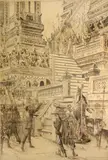 William de Leftwich Dodge, An appeal on the temple steps, mixed media on canvas