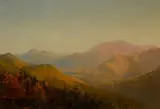 Mountains and lake in autumn by Sanford Robinson Gifford, oil on canvas, sold Nov 2012