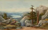 John Joseph Ivey, A view of Donner Lake, watercolor on paper