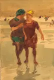 Edward Henry Potthast, Bathers on the beach, watercolor on paper