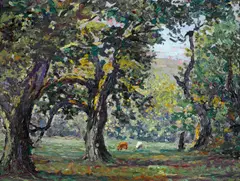 Orchard in Uccle by Joseph Raphael, oil on board, sold Nov 2012