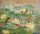 Elizabeth F. Washington, Lotus blossoms, pastel on paper