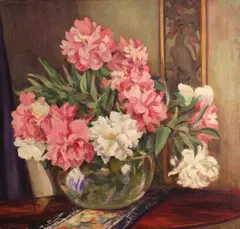 Peonies by Linley Munson Tonkin, oil on canvas, offered Nov 2012