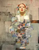 Richard Burlet, Titian, collage and mixed media on canvas