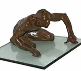 John Sisko, Bear, 1995, bronze on glass and wood base