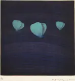 Yōzō Hamaguchi, Three butterflies (purple and pale green), 1985, Color mezzotint on Rives BFK paper