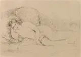 Femme couché (Tournée à gauche) (D., S. 15) by Pierre-Auguste Renoir, 1906, Etching on Van Gelder Zonen laid paper, the second (final) state, sold Nov 2012