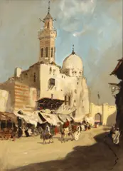Hercules Brabazon Brabazon, A North African street scene, gouache