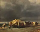 Alexandre Gabriel Descamps, Le charabanc, oil on canvas