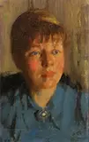 Bernard Dunstan, Portrait of a woman in blue