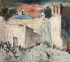 Louis Siegriest, Church in Jalisco, 1955, oil on masonite