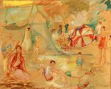 Jean Commère, At the beach, oil on canvas