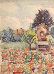 Fresno series by Harold Christopher Davies, watercolor on paper, offered Nov 2012