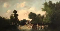L. Benat, The boating party, oil on canvas