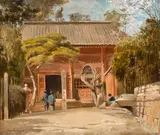 John Varley Jnr., Temple at Tomachi, Tokyo, oil on canvas