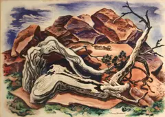 Vance Kirkland, The environment of chipmunks, watercolor on paper