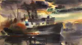 George Eurengy Samerjan, Afterglow, San Pedro, watercolor on paper