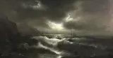 Eugene Garin, Ship in a storm, oil on canvas