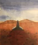 Paul Wonner, Small Monument, 1972, watercolor, gouache, charcoal and pencil on paper