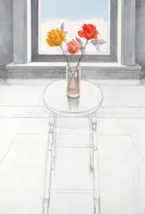 Paul Wonner, Rose on a tall stool, 1977-78, acrylic and pencil on paper