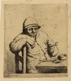 Adriaen van Ostade, The Smoker Leaning on the Back of Chair (B., Holl., G. 6), c. 1672, Etching on wove paper, a later impression
