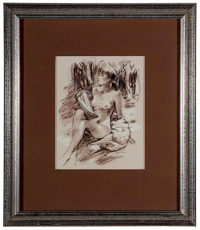 Robert Malcom Rucker, Nude, oil and crayon on paper