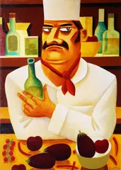 Chef by Graham Knuttel, Oil on canvas, sold Mar 2023